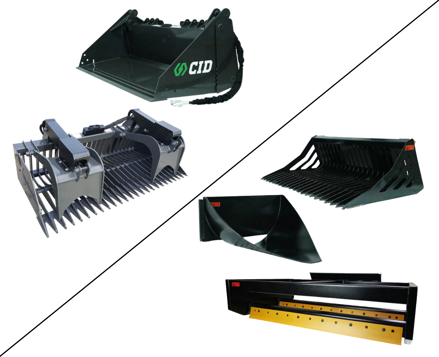 white background product photo of skid steer solutions' attachment bundles