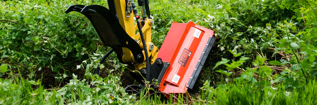 Roadside mowing with the Eterra EX-30 Flail Mower for compact excavators