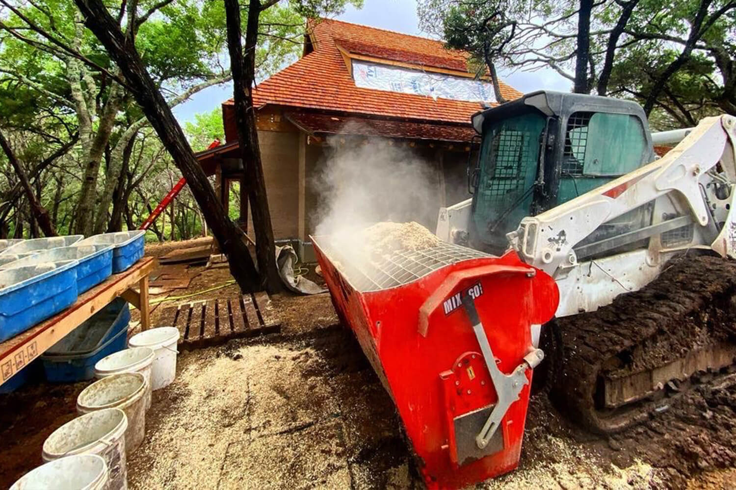 Eterra Concrete Mixer on Hempcrete construction job