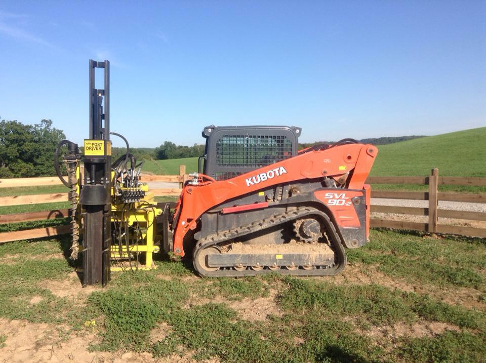 Kubota Track loader with Skid Steer Post Driver