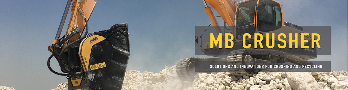 MB Crusher Bucket Attachments for skid steer loaders, excavators and backhoe machines.