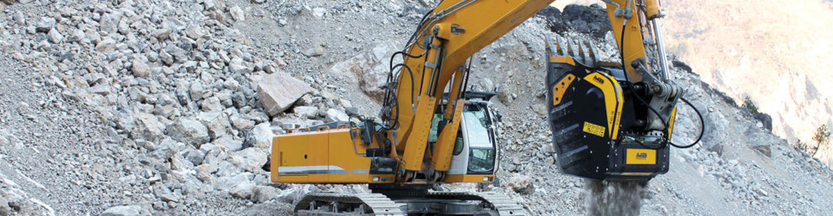 MB Crusher Bucket on Excavator