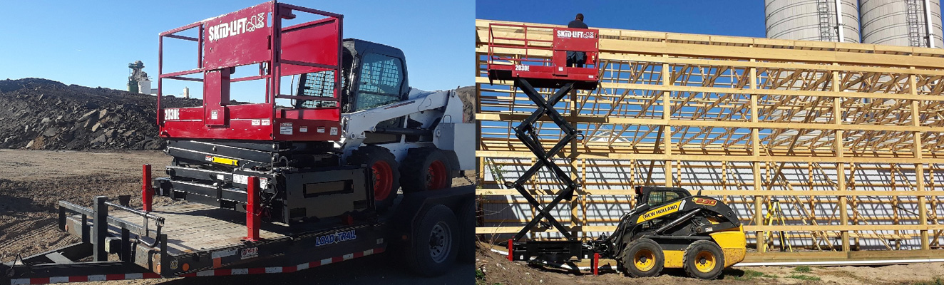Skid Steer Loader with Scissor Lift Attachment